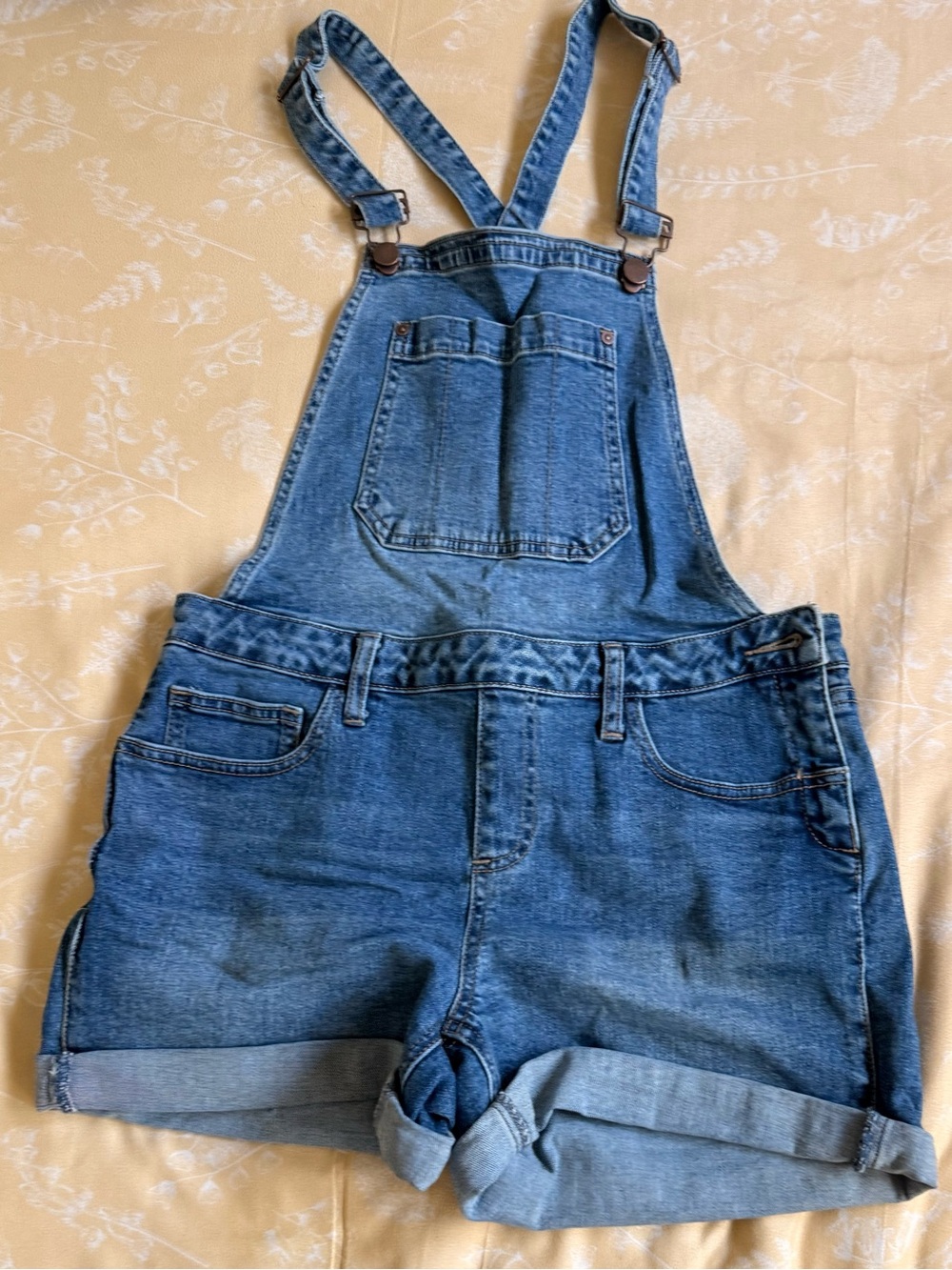 JustFab Light Blue Denim Short Overalls